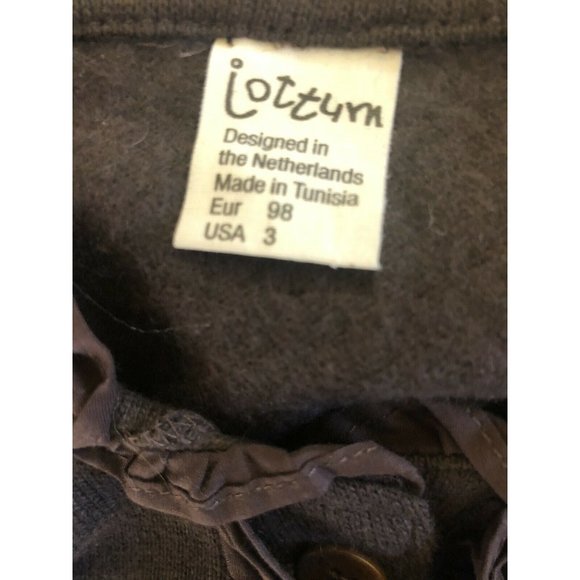 Jottum Girls 3T Brown Bolo Cardigan Sweater Cotton Blend Dutch Euro Bow Ruffle - Picture 7 of 8